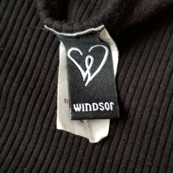 Windsor Ribbed Cinched Black Tank Dress Sz L - Picture 12 of 13
